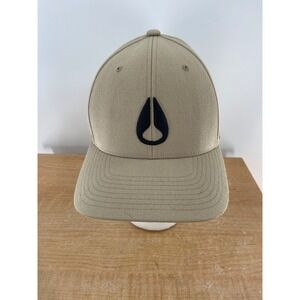 Nixon Flexfit Baseball Cap Hat Tan Khaki Black Embroidered Logo Mens S/M L/XL